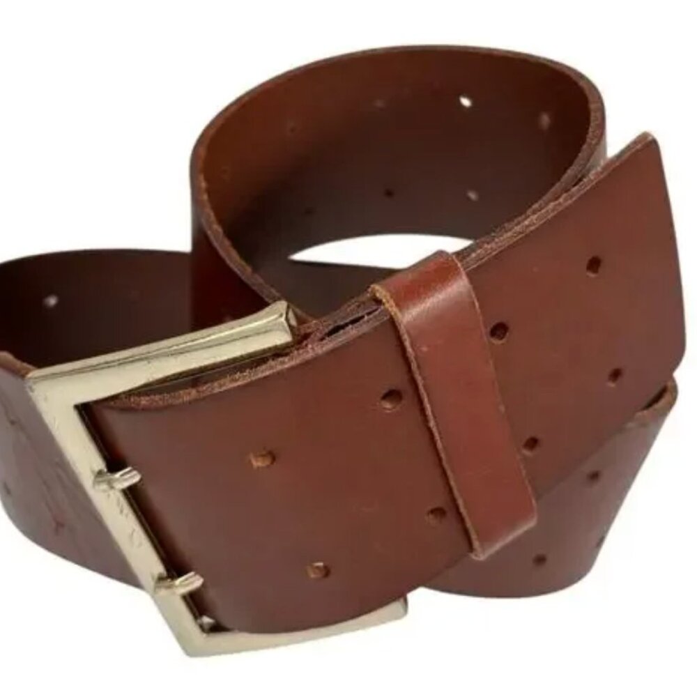 Banana Republic Chestnut Brown Leather Belt with Silver Buckle